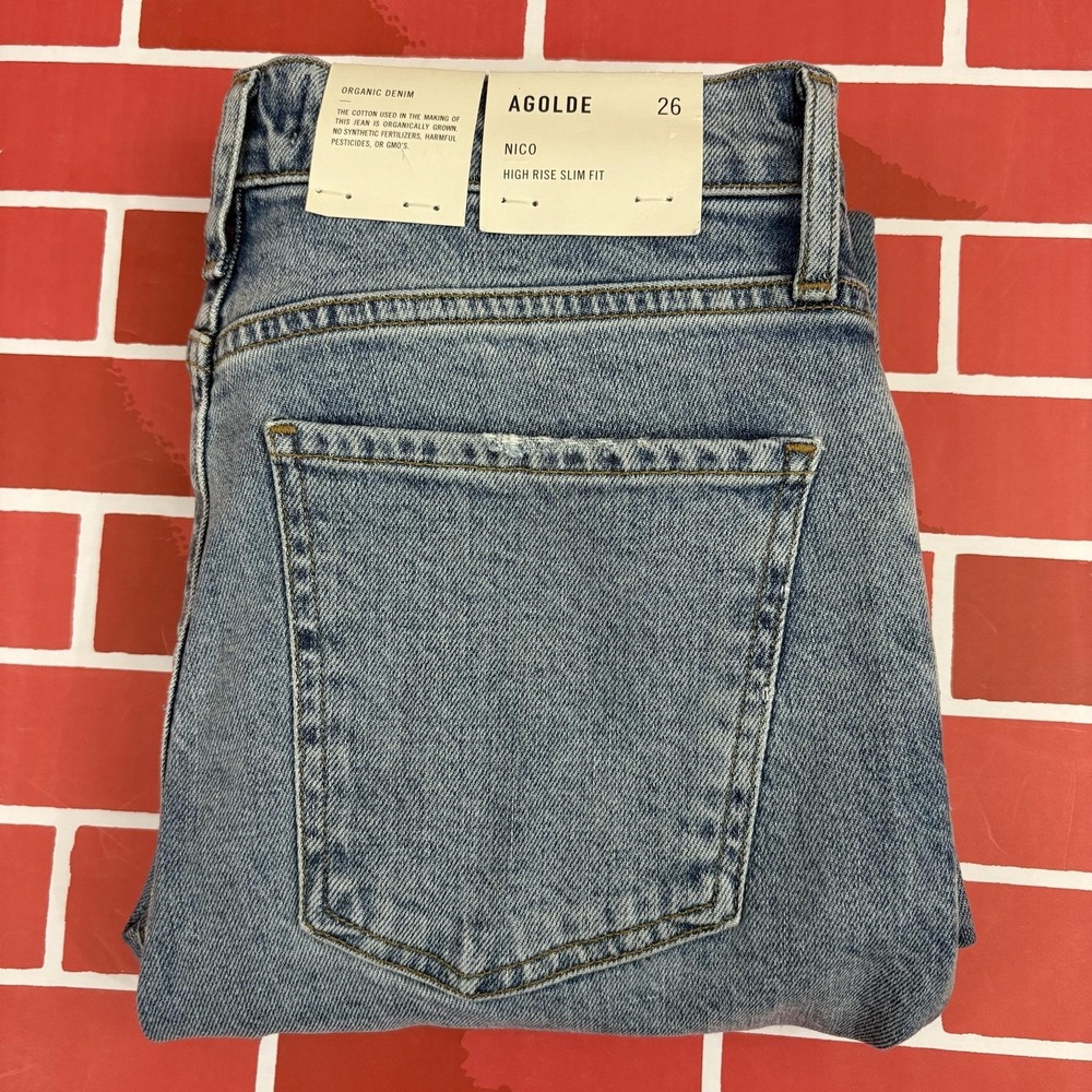 AGOLDE Nico High Rise Slim Fit Jeans Womens 26 Chronicle Wash Distressed Stretch